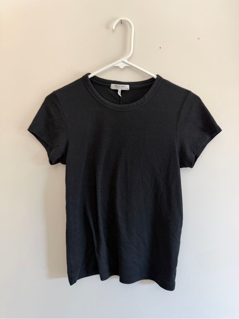 rag & bone Black Short Sleeve Crewneck Tee